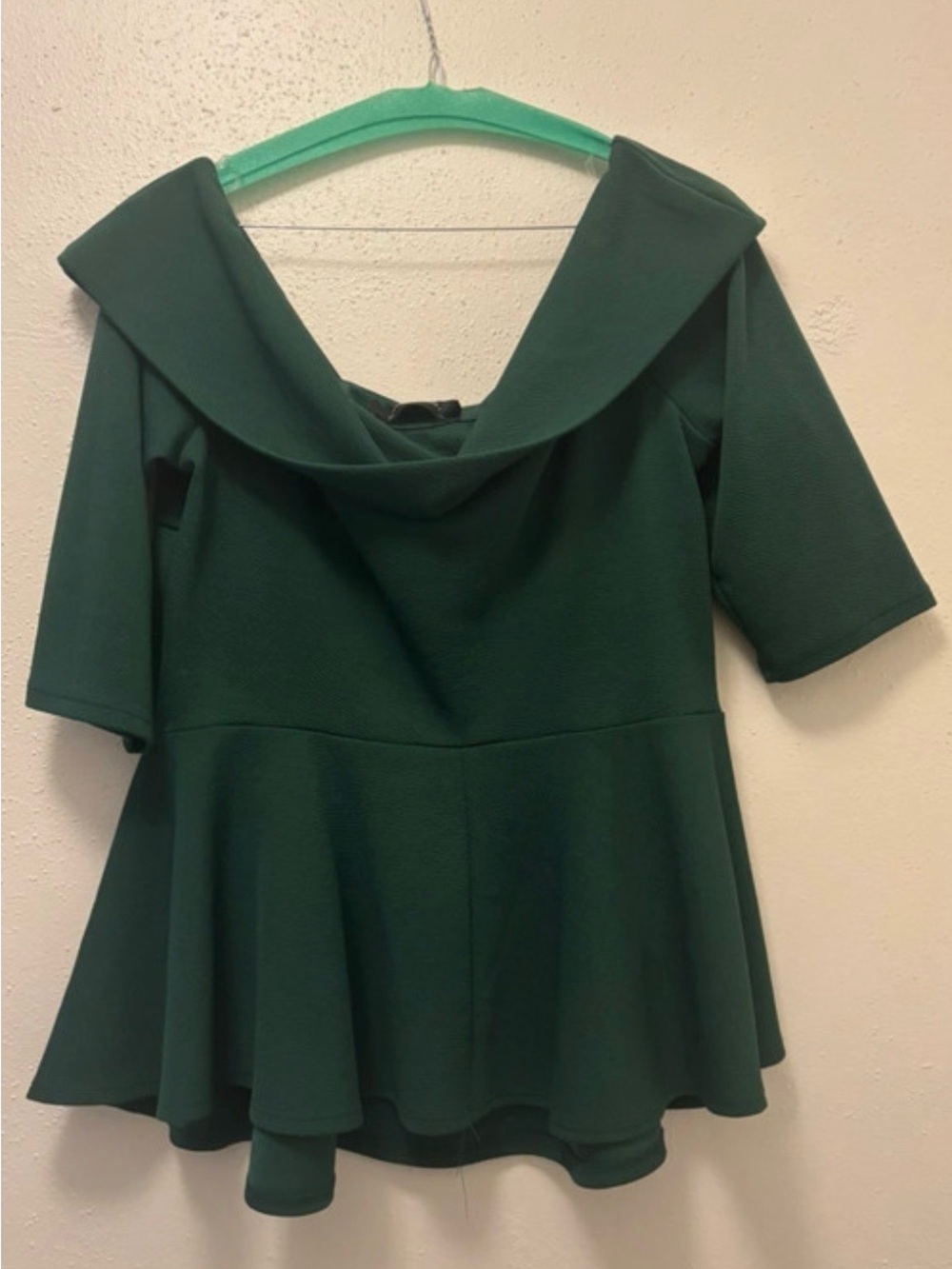 Ashley Stewart Emerald Green Off-Shoulder Peplum Tunic